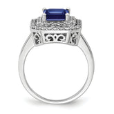 14k White Gold 5/8 carat Lab Grown Diamond VS/SI+ G+ and Lab Created Blue Sapphire Fashion Ring